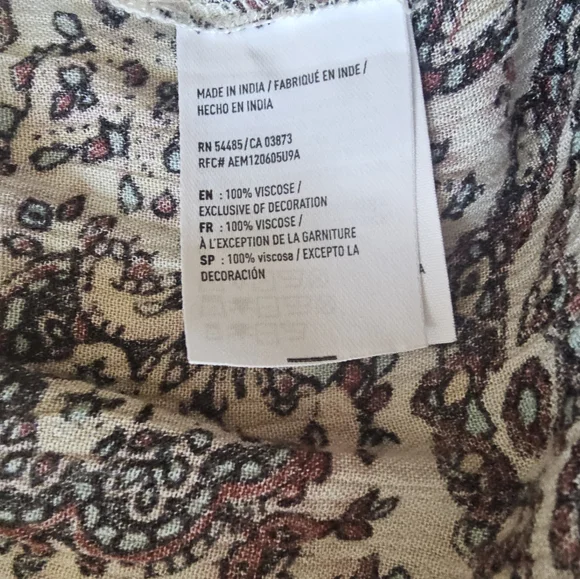 American Eagle Outfitters Boho Paisley Tie Front Blouse Top Peasant SZ M - Picture 9 of 11